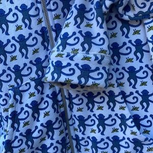 Roller Rabbit Blue Monkey Zipper Hoodie